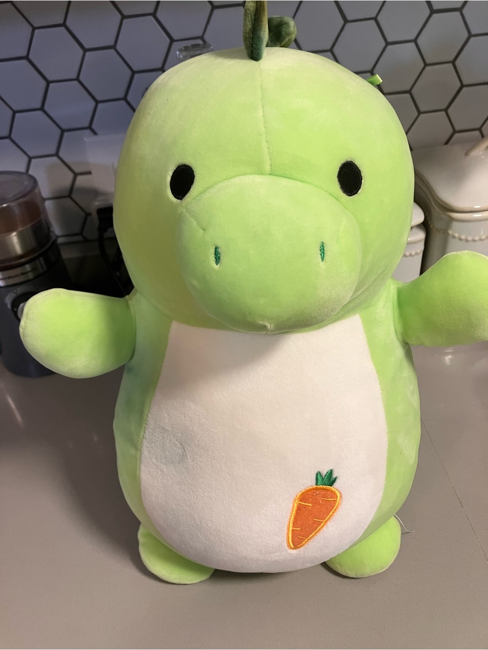 Squishmallows Lime Green Dino Plush with Carrot Patch